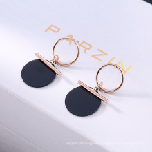 Taobao hot sale geometric black gold two-color titanium stainless steel earrings women boho jewelry yiwu